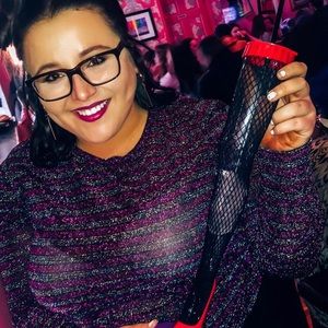 Plus/curve sparkle pink and silver top